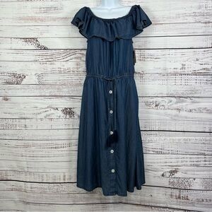 Tommy Bahama Blue Chambray Off The Shoulder Midi Dress